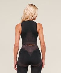 Diffuse Seamless Cropped Tank - Black/Calm Pink