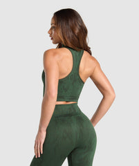 Adapt Camo Seamless Zip Up Crop Top - Trail Green/Classic Green