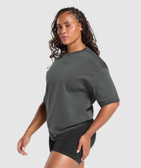 Gains Washed Heavyweight Cotton T-Shirt - Asphalt Grey/Black