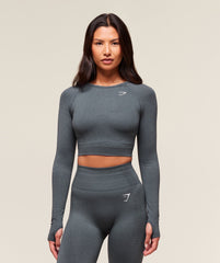 Vital Crop Top - Strong Grey Marl