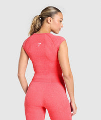 Vital Scoop Neck Top - Coral Red Marl