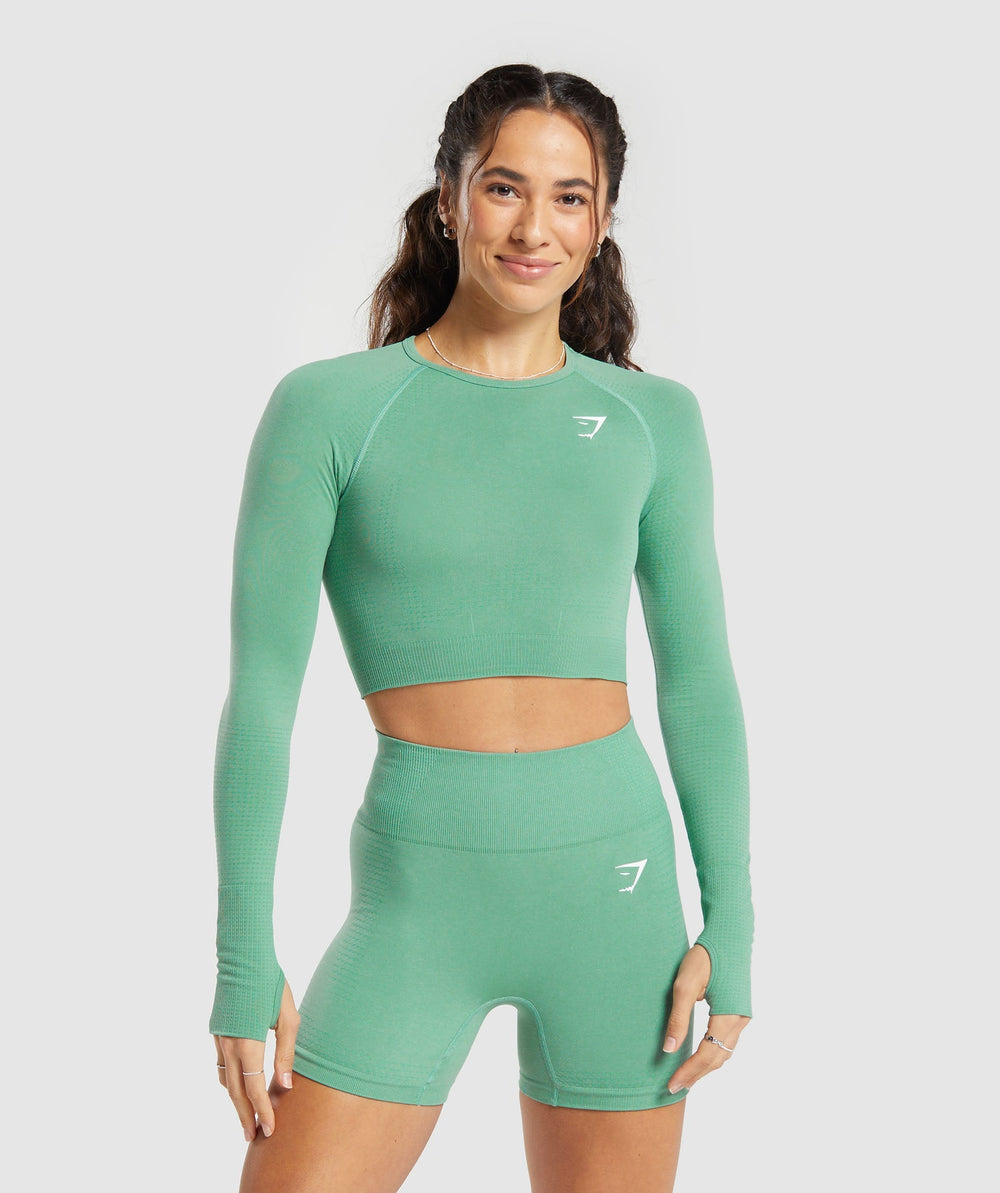 Vital Crop Top - Lagoon Green Marl