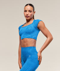 Adapt X Whitney Animal Seamless Crop Top - Barbell Blue/Gentle Blue