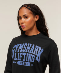 Lifting Club Graphic Oversized Long Sleeve T-Shirt - Black
