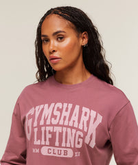 Lifting Club Graphic Oversized Long Sleeve T-Shirt - Reset Pink