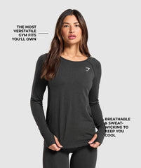 Vital Light Long Sleeve Top - Black Marl