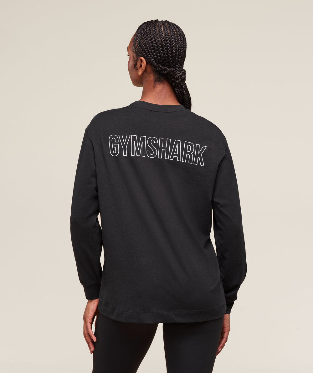 Trace Graphic Long Sleeve Top - Black
