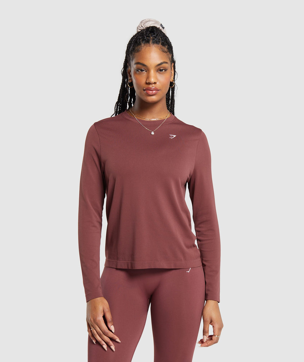 Everyday Seamless Long Sleeve Top - Burgundy Brown