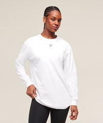 Trace Graphic Long Sleeve Top - White