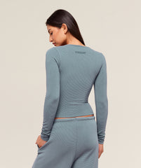 Waffle Long Sleeve Top - Iron Blue