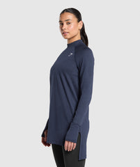 Vital Long Line Top - Heavy Blue Marl