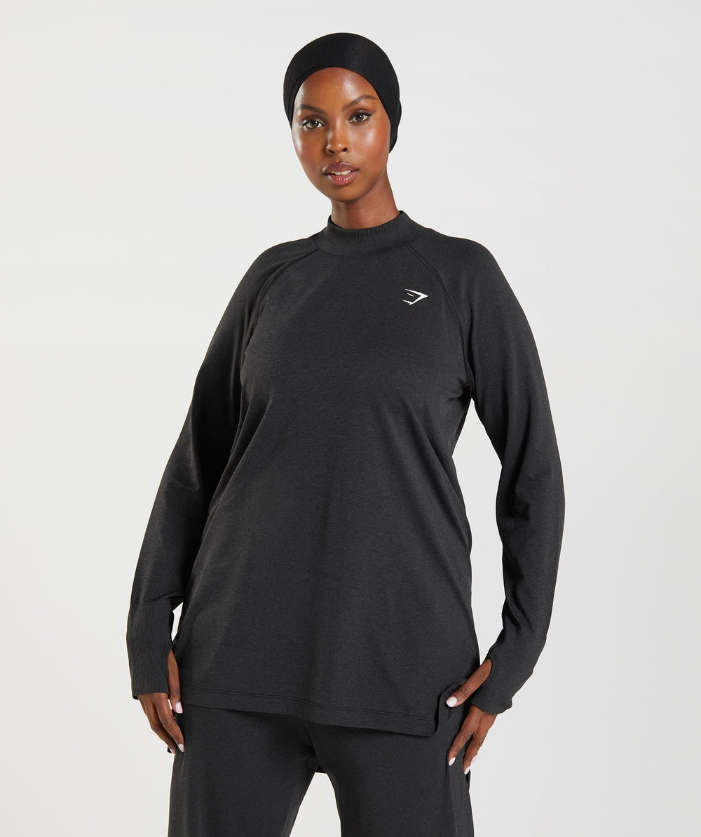 Vital Long Line Top - Black Marl