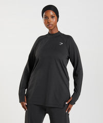 Vital Long Line Top - Black Marl