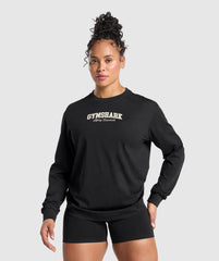 Lifting Essentials Graphic Long Sleeve Top - Black