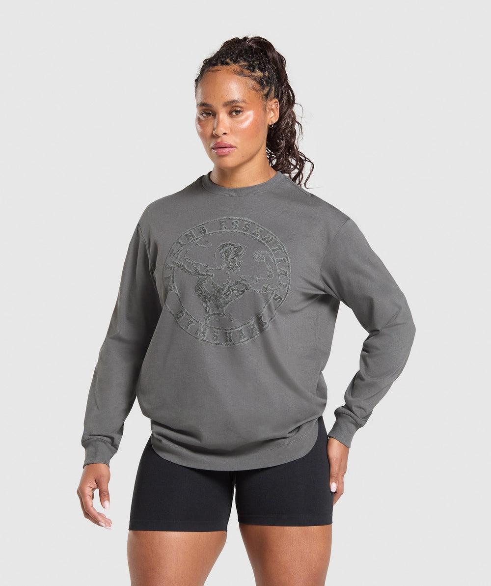Back Gains Graphic Long Sleeve Top - Graphite Grey