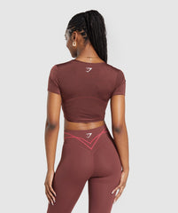 Stitch Feature Crop Top - Burgundy Brown