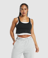 Lifting 2 In 1 Crop Tank - White/Black