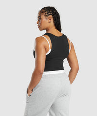 Lifting 2 In 1 Crop Tank - White/Black