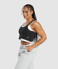 Lifting 2 In 1 Crop Tank - White/Black