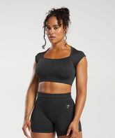 Adapt Fleck Seamless Crop Top - Black/Smokey Grey