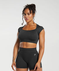 Adapt Fleck Seamless Crop Top - Black/Smokey Grey