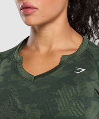 Adapt Camo Long Sleeve Crop Top - Green