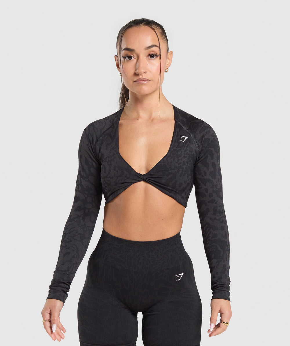 Adapt Safari Long Sleeve Crop Top - Black/Asphalt Grey