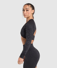 Adapt Safari Long Sleeve Crop Top - Black/Asphalt Grey