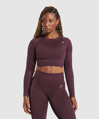 Adapt Fleck Seamless Long Sleeve Crop Top - Depth Purple/ Steel Purple