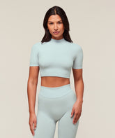 everywear Warp Knit Crop Top - Frost Blue
