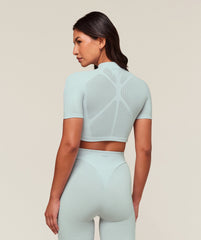 everywear Warp Knit Crop Top - Frost Blue