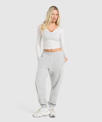 Rib Long Sleeve Top - White Marl