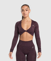 Adapt Safari Long Sleeve Crop Top - Depth Purple/Greyed Purple