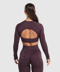 Adapt Safari Long Sleeve Crop Top - Depth Purple/Greyed Purple