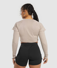 Lifting 2 In 1 Long Sleeve Crop Top - Stone Pink