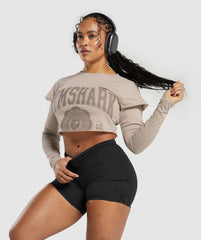Lifting 2 In 1 Long Sleeve Crop Top - Stone Pink