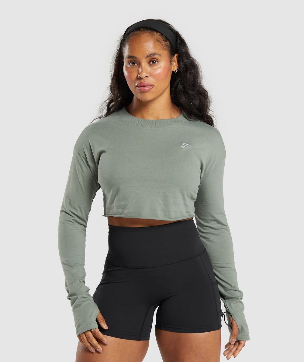 Lifting Long Sleeve Crop Top - Unit Green