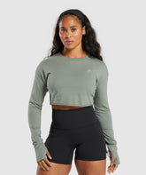 Lifting Long Sleeve Crop Top - Unit Green
