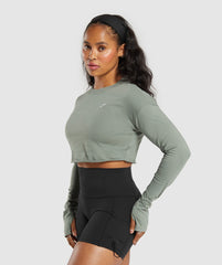 Lifting Long Sleeve Crop Top - Unit Green