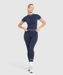 Contrast Seamless Midi Tee - Heavy Blue