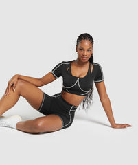 Stitch Feature Crop Top - Black
