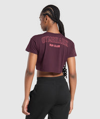 Running Graphic Crop Top - Depth Purple