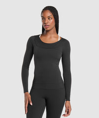 Rest Day Luxe Long Sleeve Top - Black