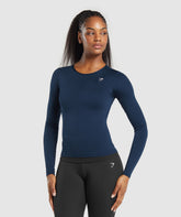 Everyday Open Back Long Sleeve Top - Navy