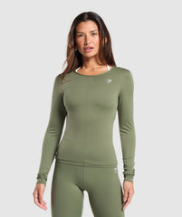 Everyday Open Back Long Sleeve Top - Core Olive