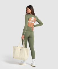Everyday Open Back Long Sleeve Top - Core Olive