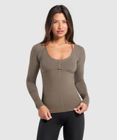 Rest Day Buttery Soft Long Sleeve Top - Camo Brown