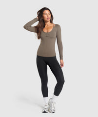 Rest Day Buttery Soft Long Sleeve Top - Camo Brown