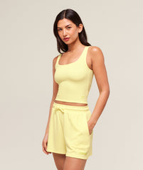 Waffle Cropped Tank - Refresh Yellow