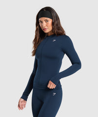 Everyday High Neck Long Sleeve Top - Navy